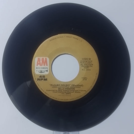 single 7" billy preston Will It Go Round In Circles / Blackbird made peru 1972 funk soul