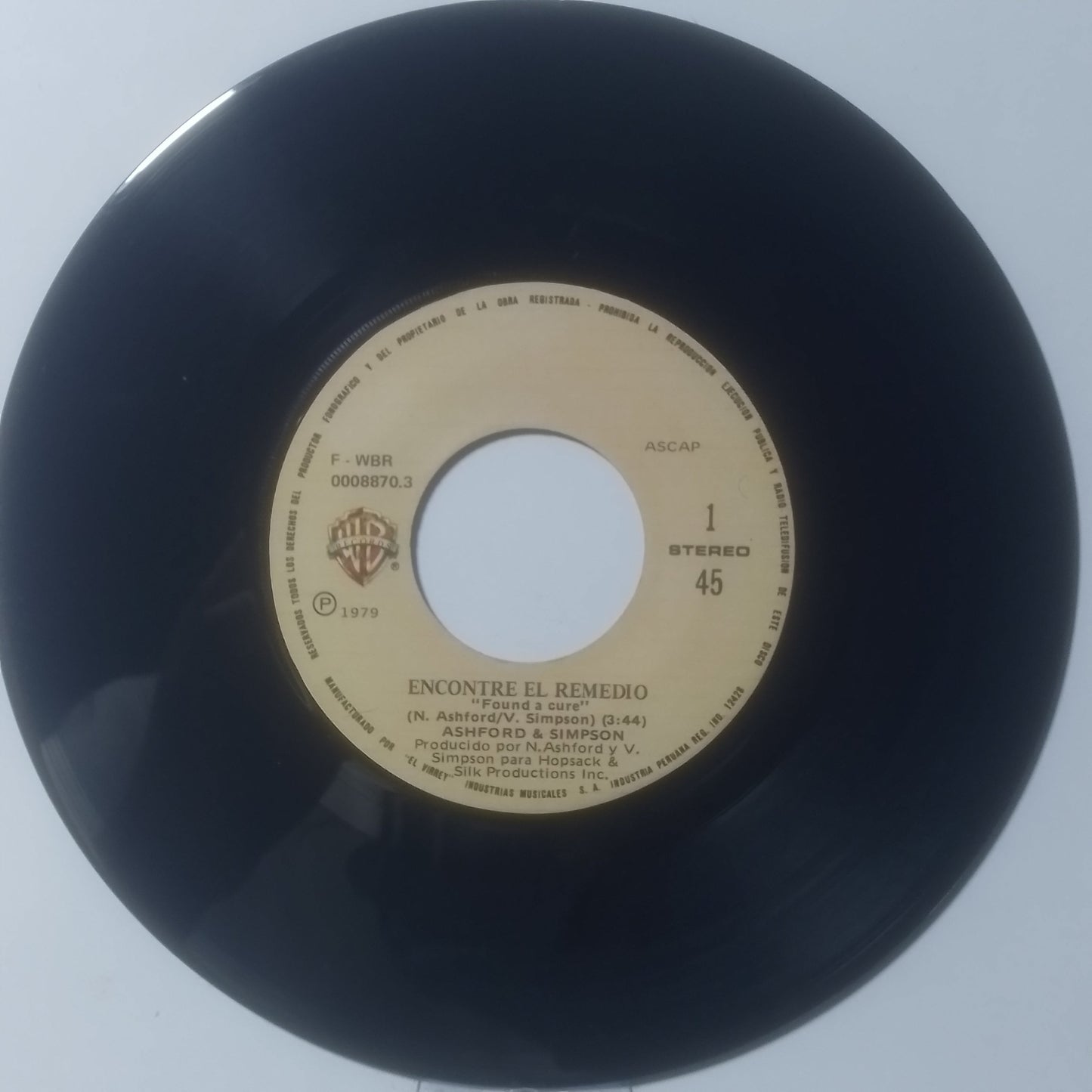 single 7" Ashford & Simpson Found A Cure / You Always Could made peru 1979 disco