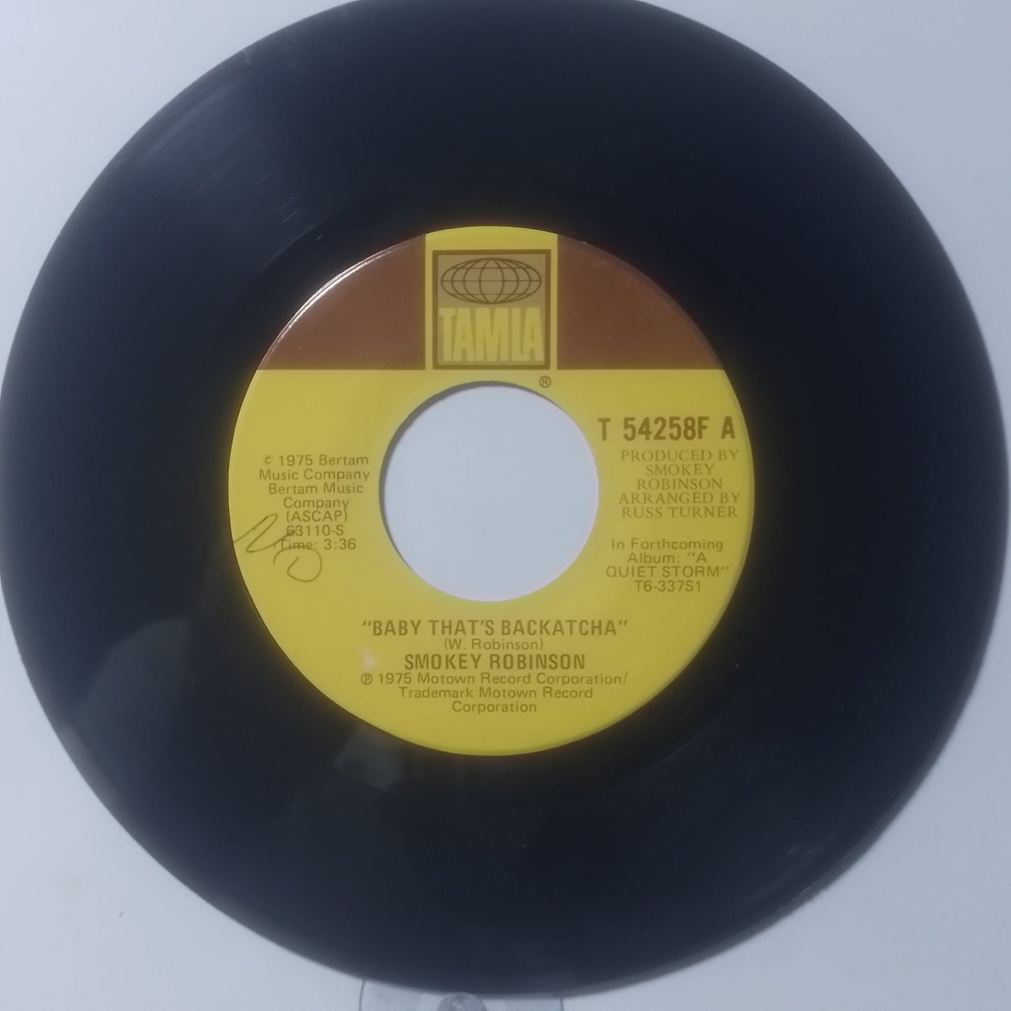 single 7" smokey Robinson Baby That's Backatcha / Just Passing Through made peru 1975 soul