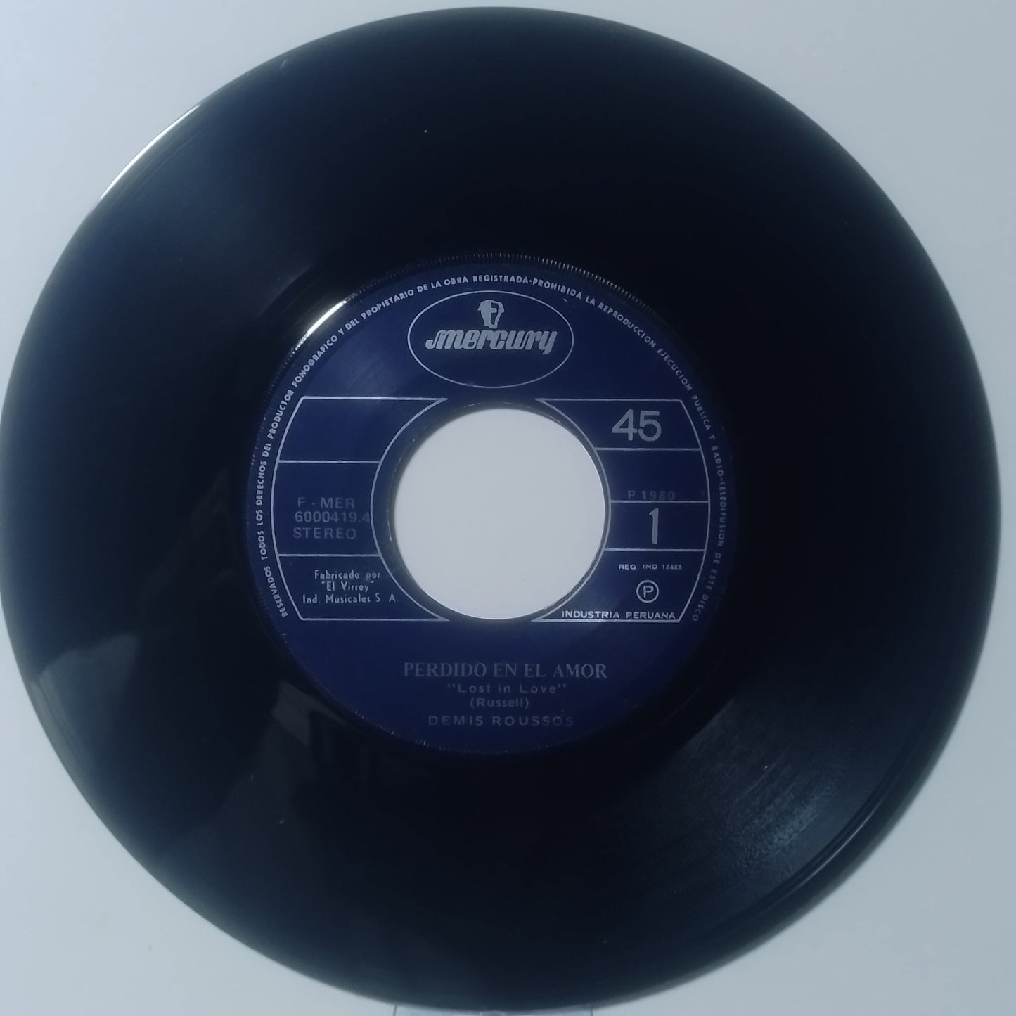 single 7" Demis Roussos Lost In Love / Had To Run made peru 1980 pop