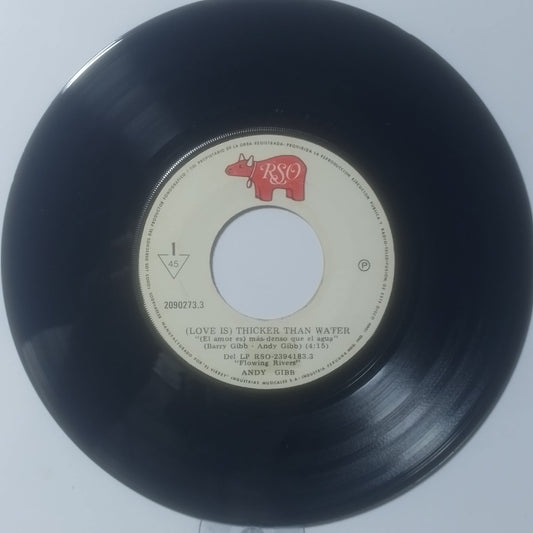 single 7" Andy Gibb Love Is Thicker Than Water / Starlight made peru 1977 pop rock