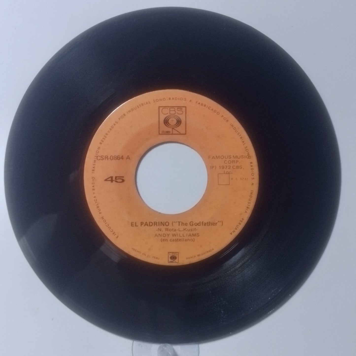 single 7" Andy Williams El Padrino / El Condor Pasa made peru 1972 latin pop