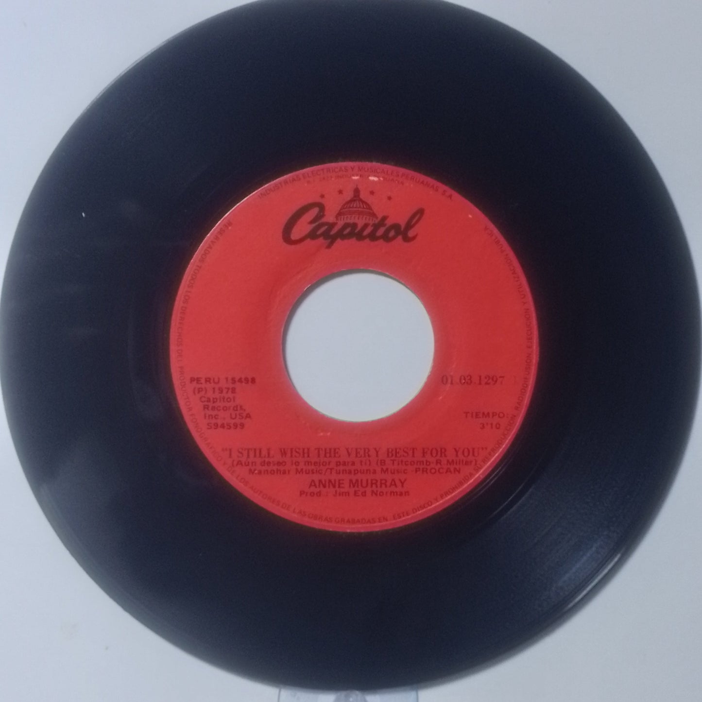 single 7" Anne Murray You Needed Me / I Still Wish The Very Best For You made peru 1978 pop country