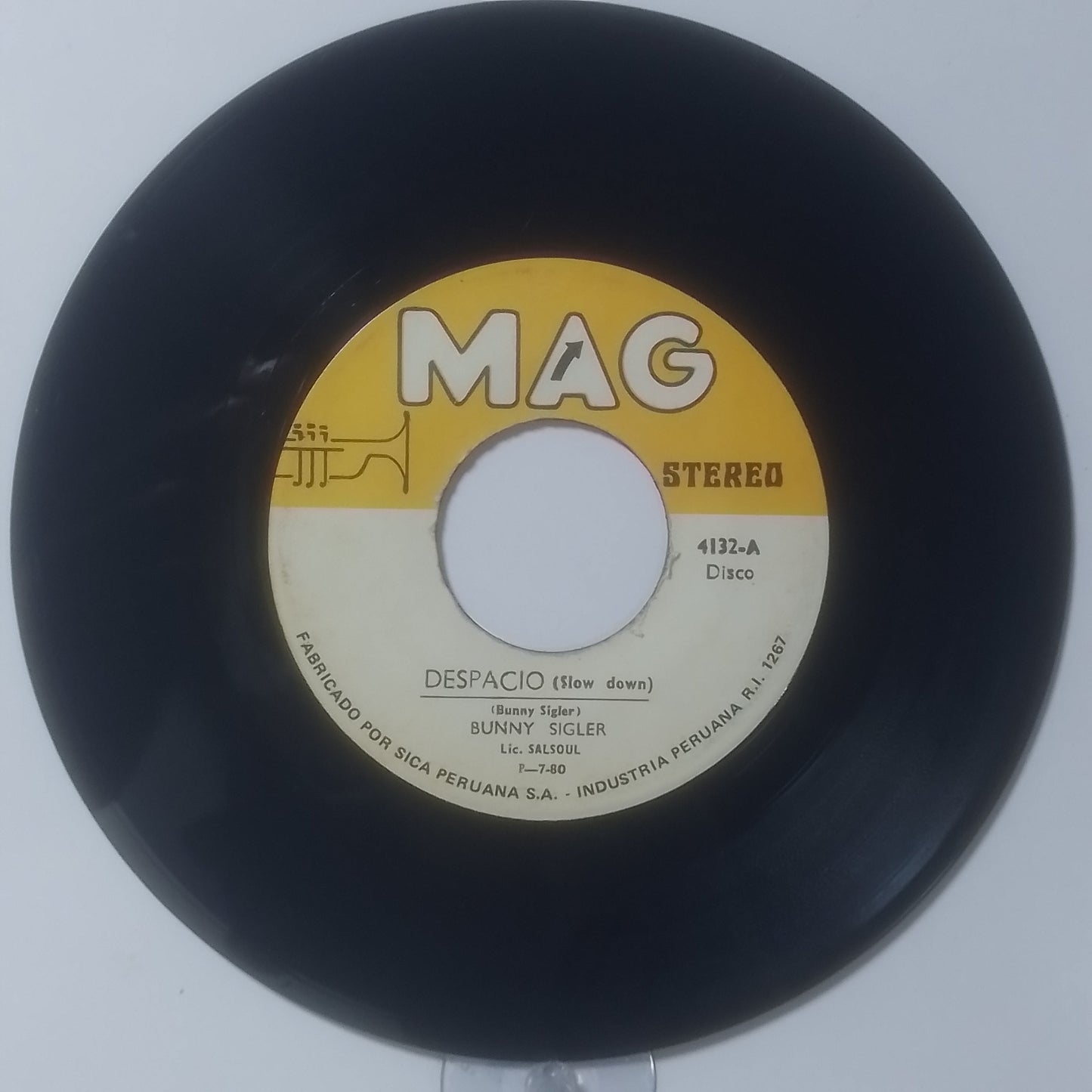 single 7" Bunny Sigler Slow Down / Since The First Time I Saw You made Peru 1985 disco