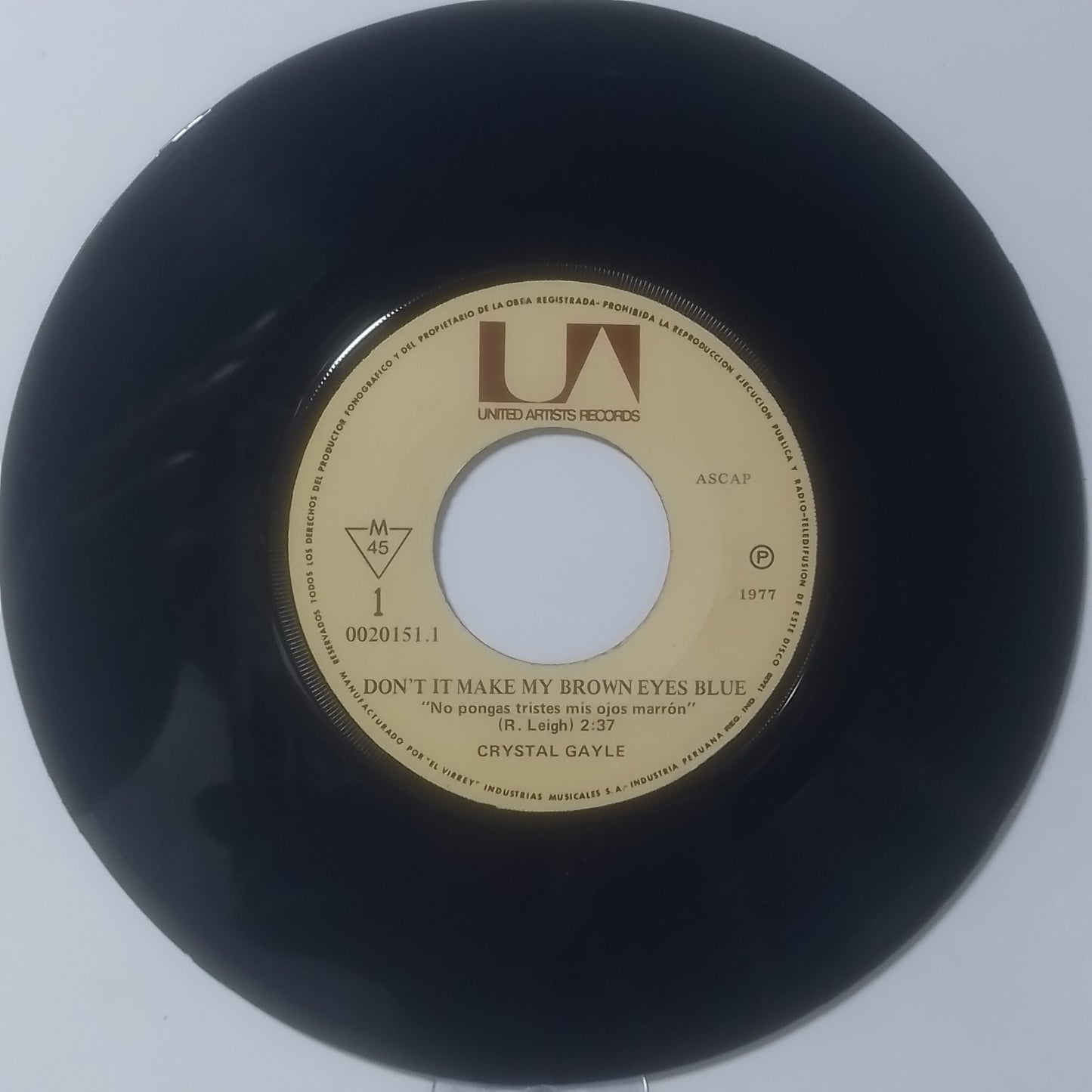 single 7" Crystal Gayle Don't It Make My Brown Eyes Blue / I Wanna Come Back To You made Peru 1977 country