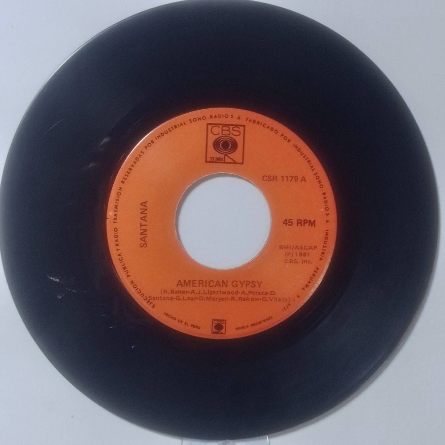 single 7" Santana Winning / American Gypsy made Peru 1981 rock