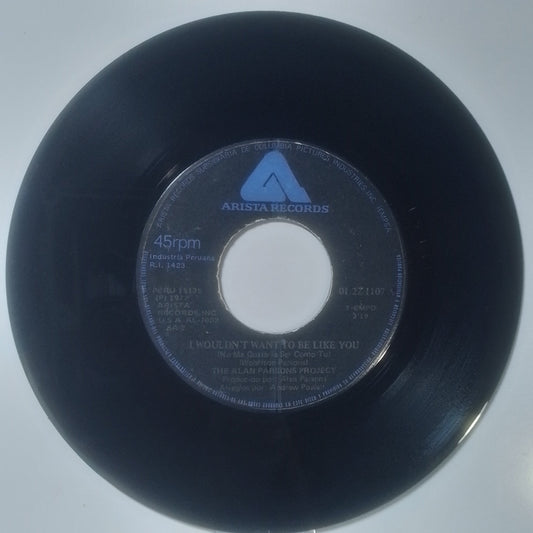 single 7" The Alan Parsons Project I Wouldn't Want To Be Like You / Nucleus made Peru 1977 rock
