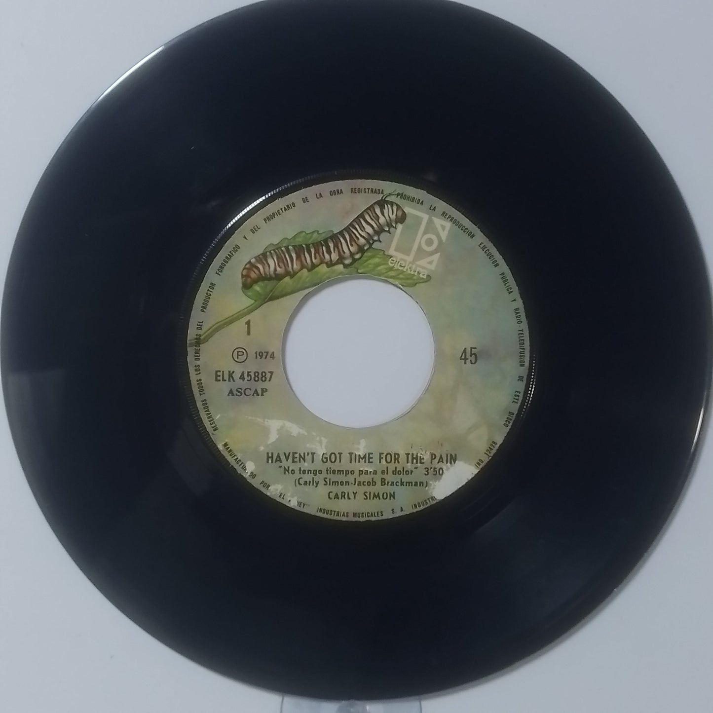 single 7" Carly Simon Haven't Got Time For The Pain / Mind On My Man made Peru 1974 pop rock
