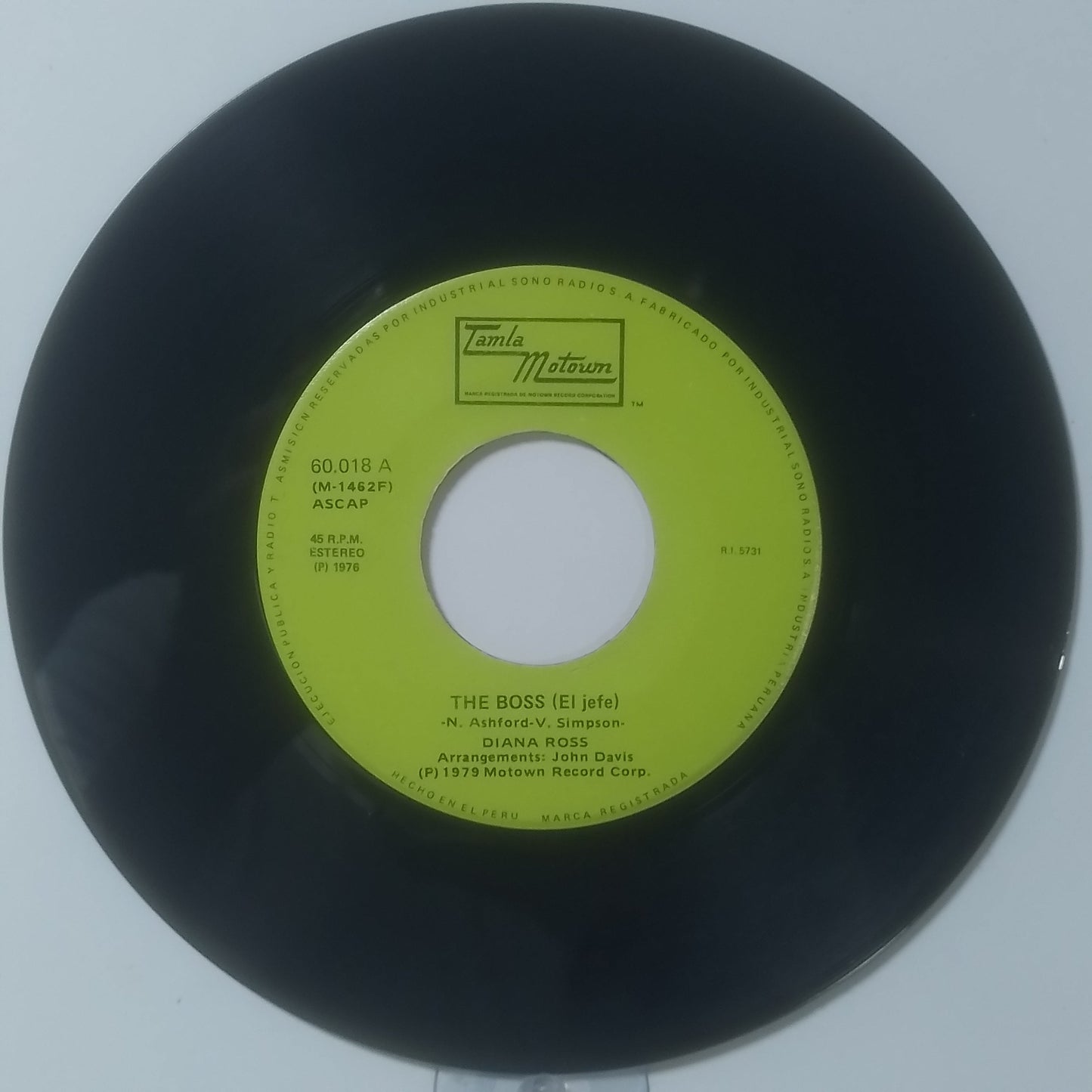 single 7" Diana Ross The Boss / I'm In The World made Peru 1979 disco