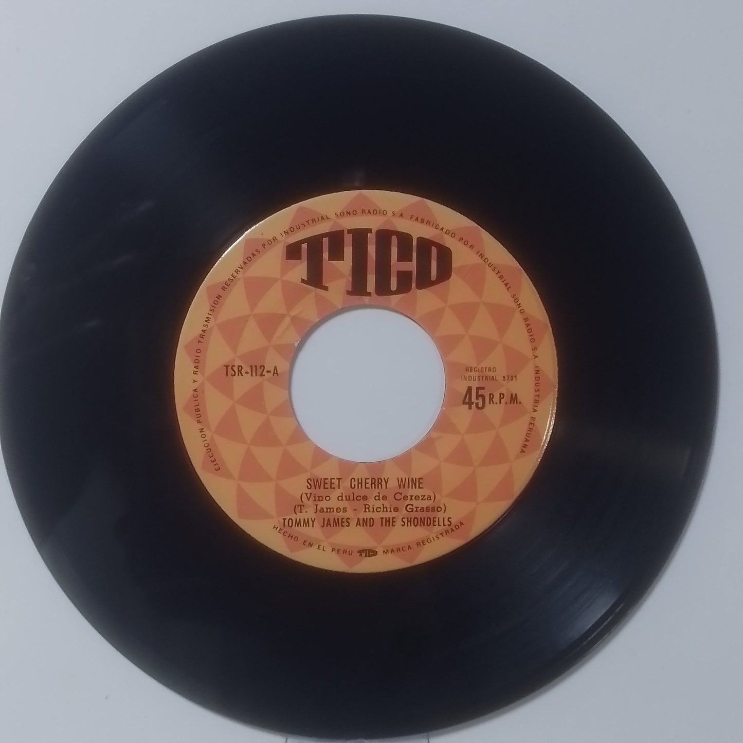 single 7" Tommy James and the Shondells Sweet Cherry Wine / Breakaway made Peru 1969 rock