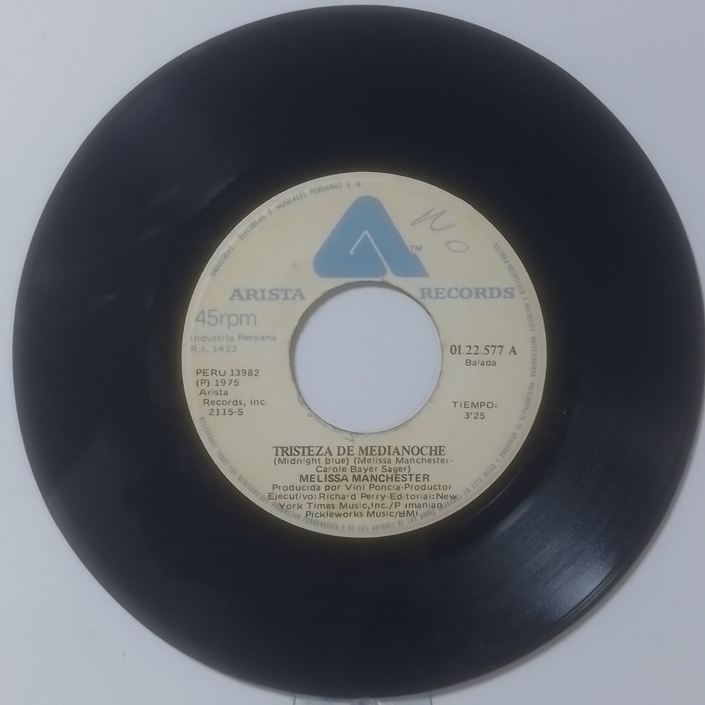 single 7" Melissa Manchester Midnight Blue / I Got Eyes made Peru 1975 pop
