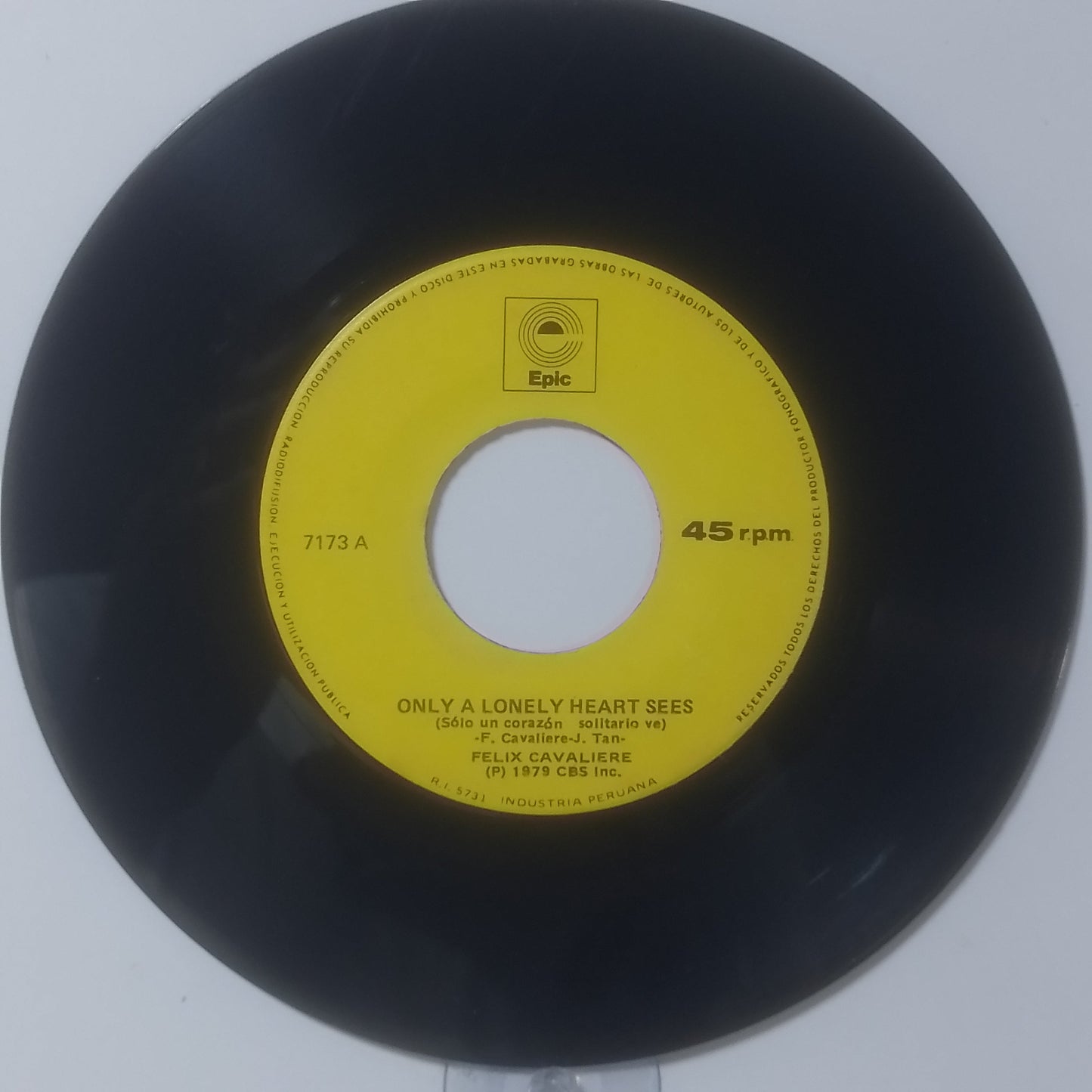 single 7" Felix Cavaliere Only a Lonely Heart Sees / You Turned Me Around made Peru 1979 pop rock