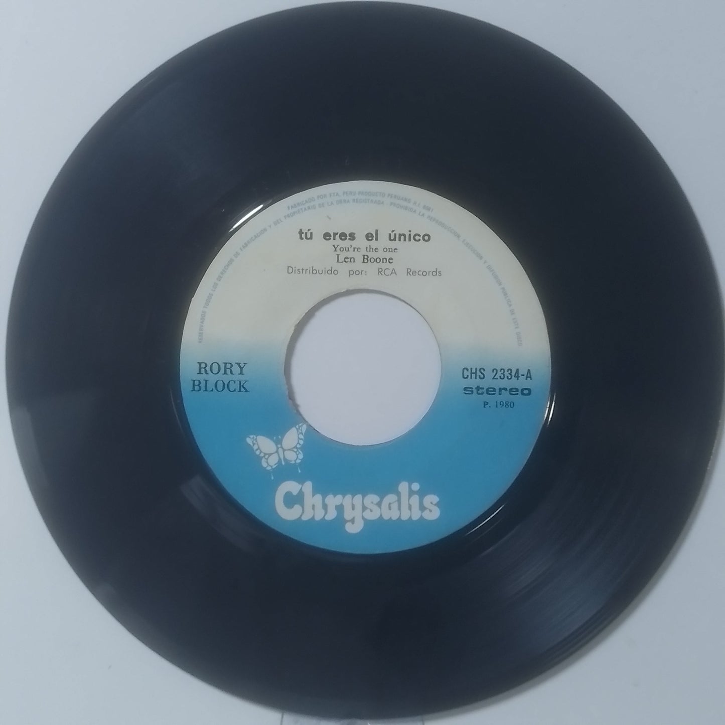 single 7" Rory Block You're The One / I Can't Believe In You No More made Peru 1980 disco