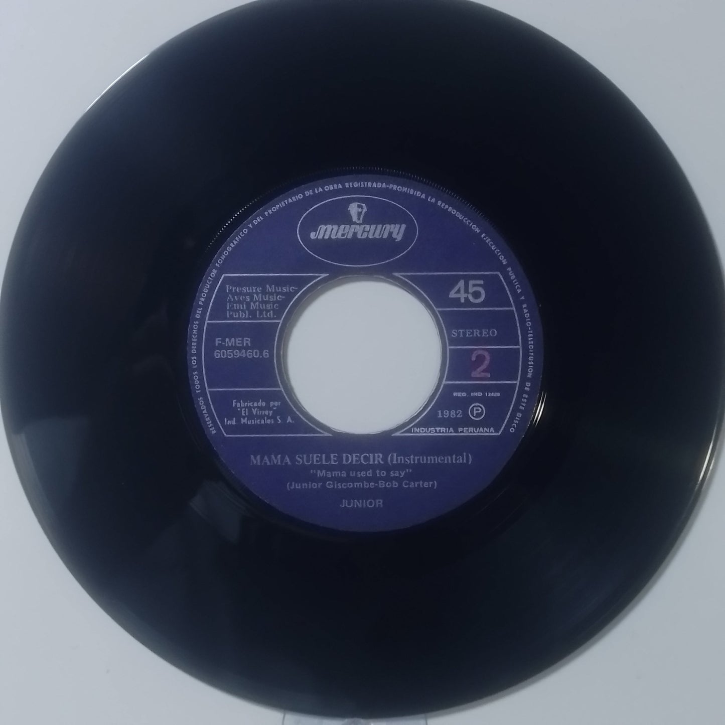 single 7" Junior Mama Used To Say / Mama Used To Say Instrumental made peru 1981 funk