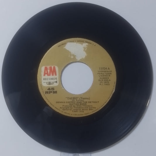 single 7" Dennis Coffey & The Detroit Guitar Band Tauro / Can You Feel It made peru 1974 funk
