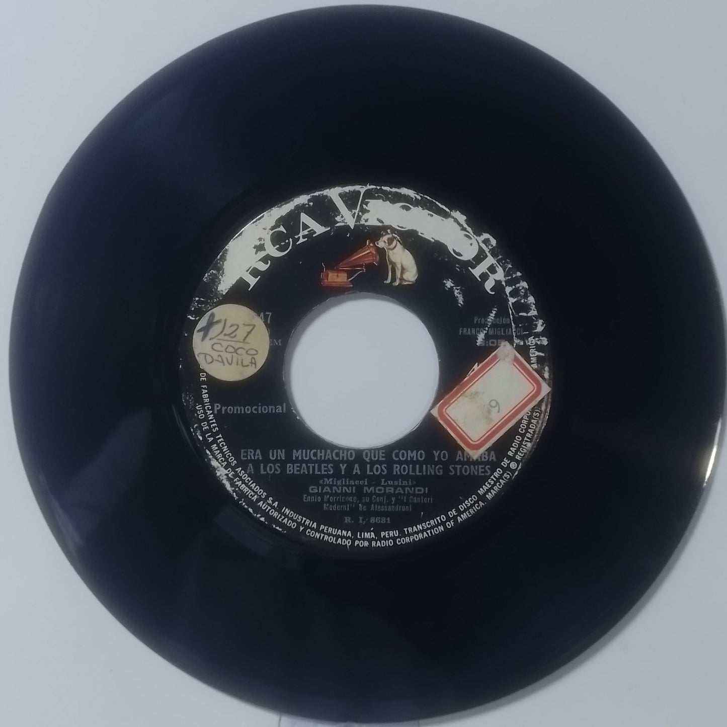 single 7" Gianni Morandi Era Un Muchacho Que Como Yo Amaba A Los Beatles Y A Los Rolling Stones / Si También Te Pierdo made peru 1970 pop
