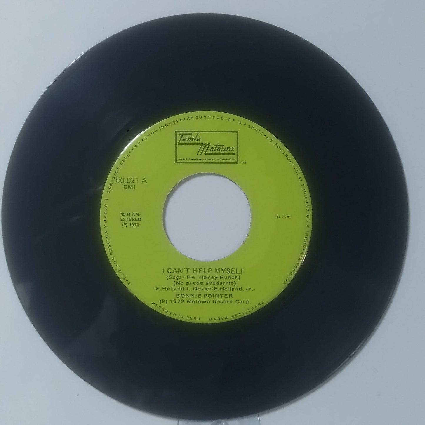 single 7" Bonnie Pointer I Can't Help Myself / When The Lovelight Starts Shining Through His Eyes made peru 1979 disco