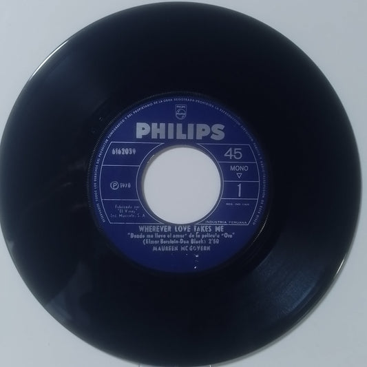 single 7" Maureen McGovern Wherever Love Takes Me / We May Never Love Like This Again made peru 1974 pop