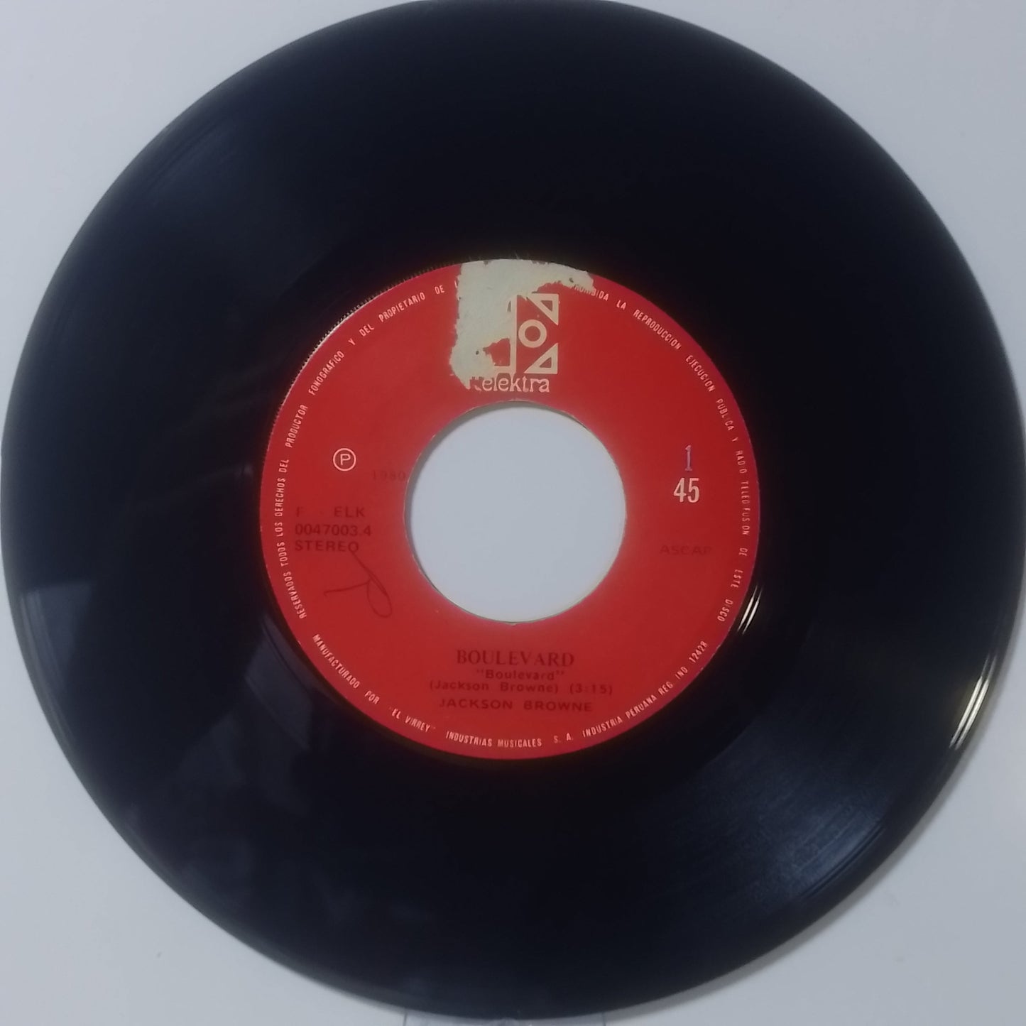 single 7" Jackson Browne Boulevard / Call It a Loan made peru 1980 rock