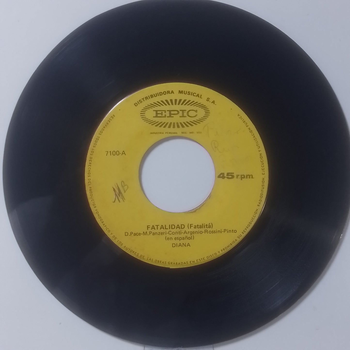 single 7" Diana Fatalidad / Ainda Queima a Esperanca made peru 1972 latin rock
