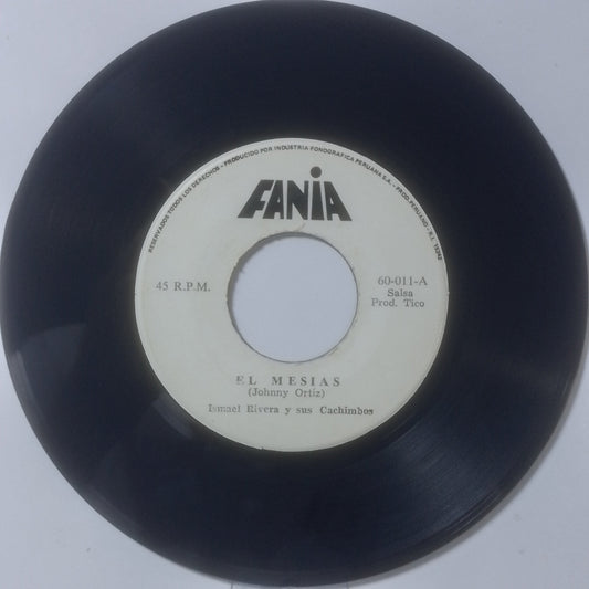 single 7" Ismael Rivera y sus Cachimbos El Mesias / Hola made peru 1978 salsa
