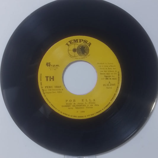 single 7" Tommy Olivencia y su Orq Por Ella / Diselo a el made peru 1986 salsa