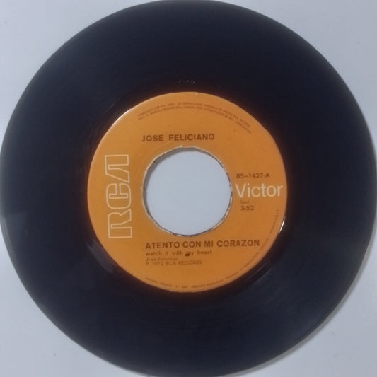 single 7" Jose Feliciano Atento Con Mi Corazon / Solo Quiero Decir made peru 1972 latin balada