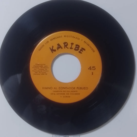 single 7" Orquesta Andres de Colbert Himno Al Contador Publico / El Contador made peru 1985 vals folk