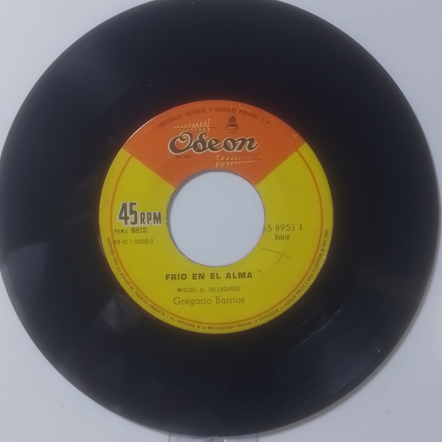 single 7" Gregorio Barrios Frio En El Alma / Somos made peru 1960 latin balada