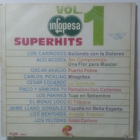 lp superhits infopesa vol 1 los cariñosos los benfords los yeltons varios made peru 1977 vinyl color rojo latin cumbia