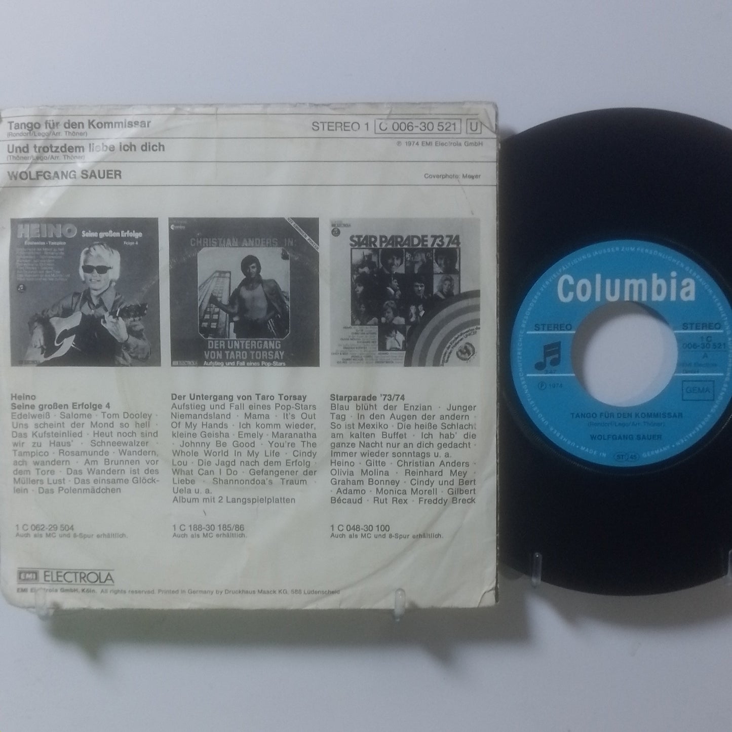 single 7" Wolfgang Sauer Tango Fur Den Kommissar / Und Trotzdem Liebe Ich Dich made alemania 1973 pop