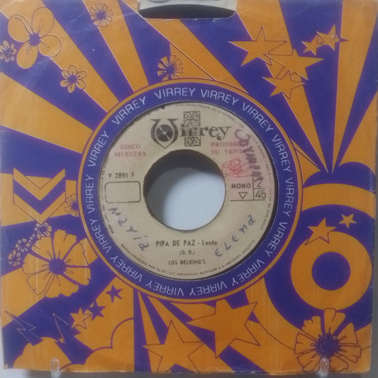 single 7" Los Belking's Empujando Fuerte / Pipa De Paz made Peru 1967 promocional con funda original latin rock