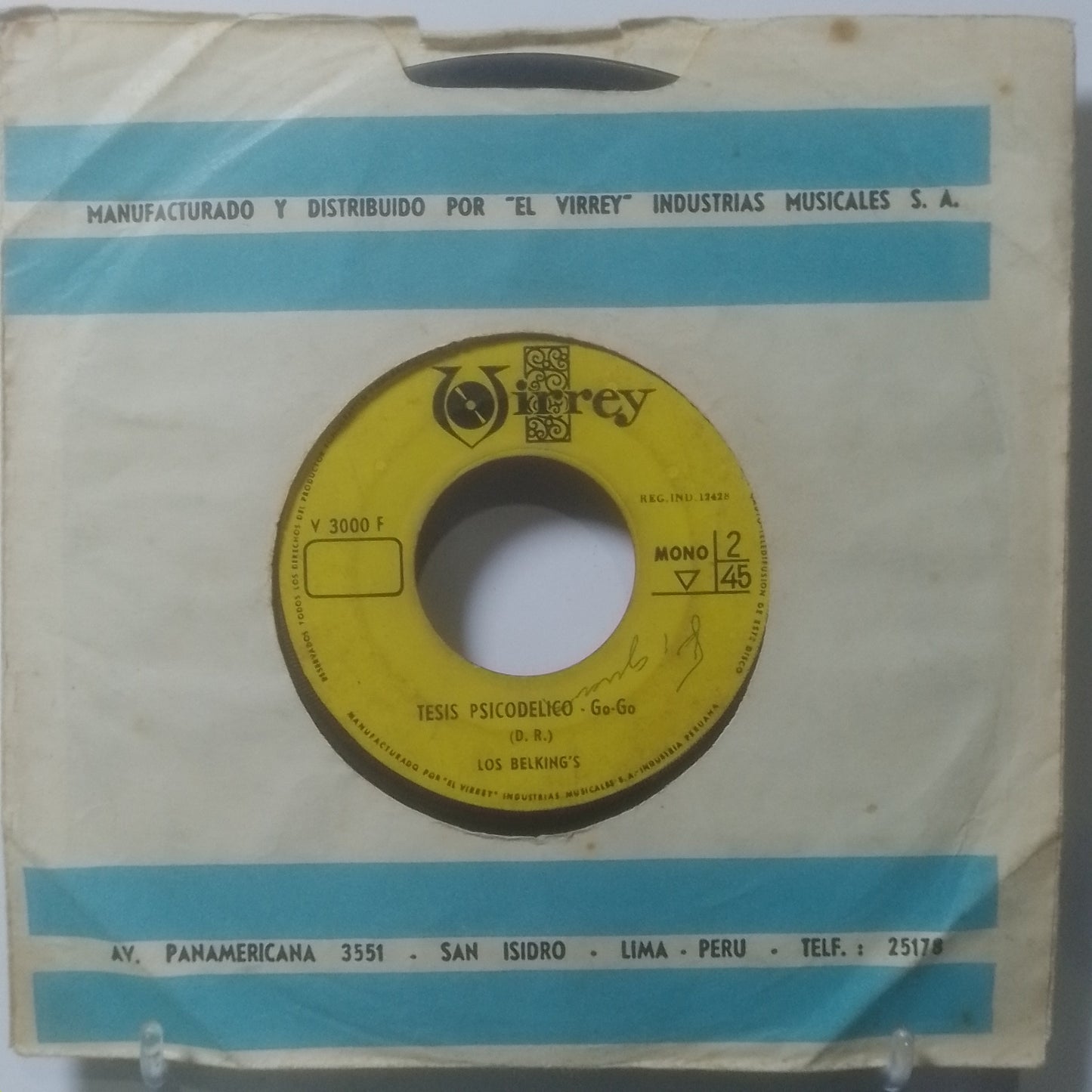 single 7" Los Belking's El Amor Es Triste / Tesis Psicodelico made Peru 1968 con funda original latin rock
