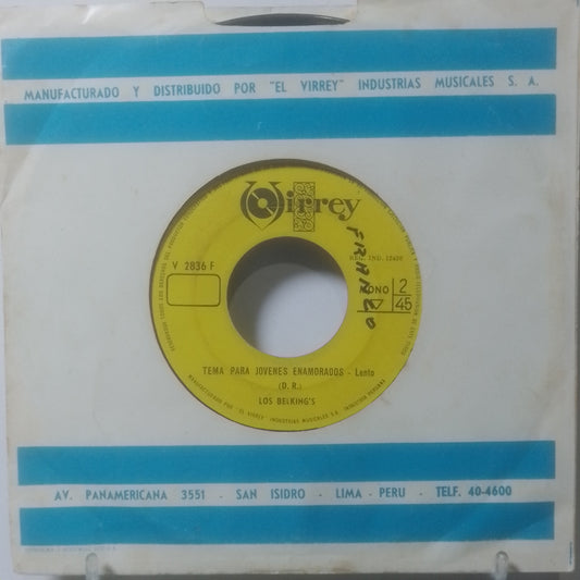 single 7" Los Belking's Negro Es Negro / Tema Para Jovenes Enamorados made Peru 1967 con funda original latin rock