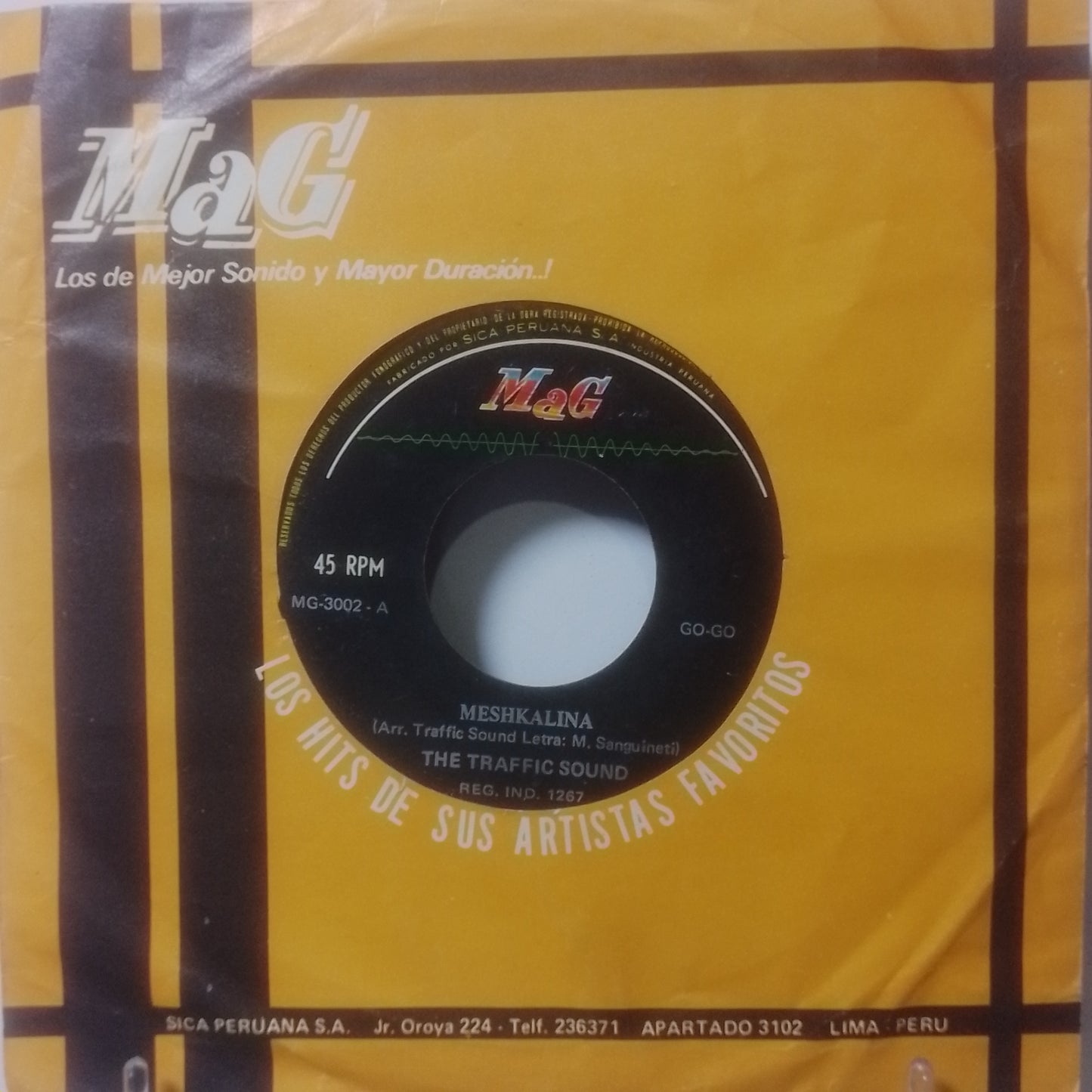 single 7" Traffic Sound Meshkalina / Simple made Peru 1970 con funda original latin rock