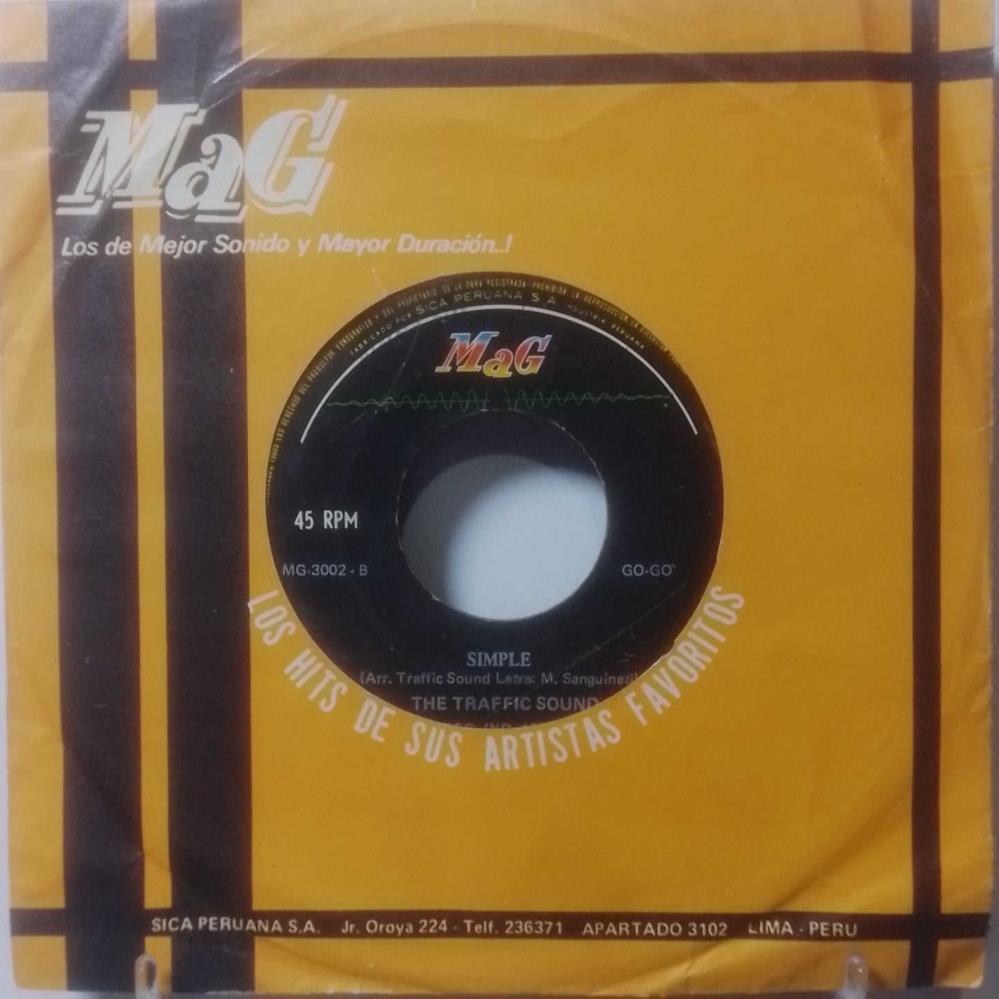 single 7" Traffic Sound Meshkalina / Simple made Peru 1970 con funda original latin rock
