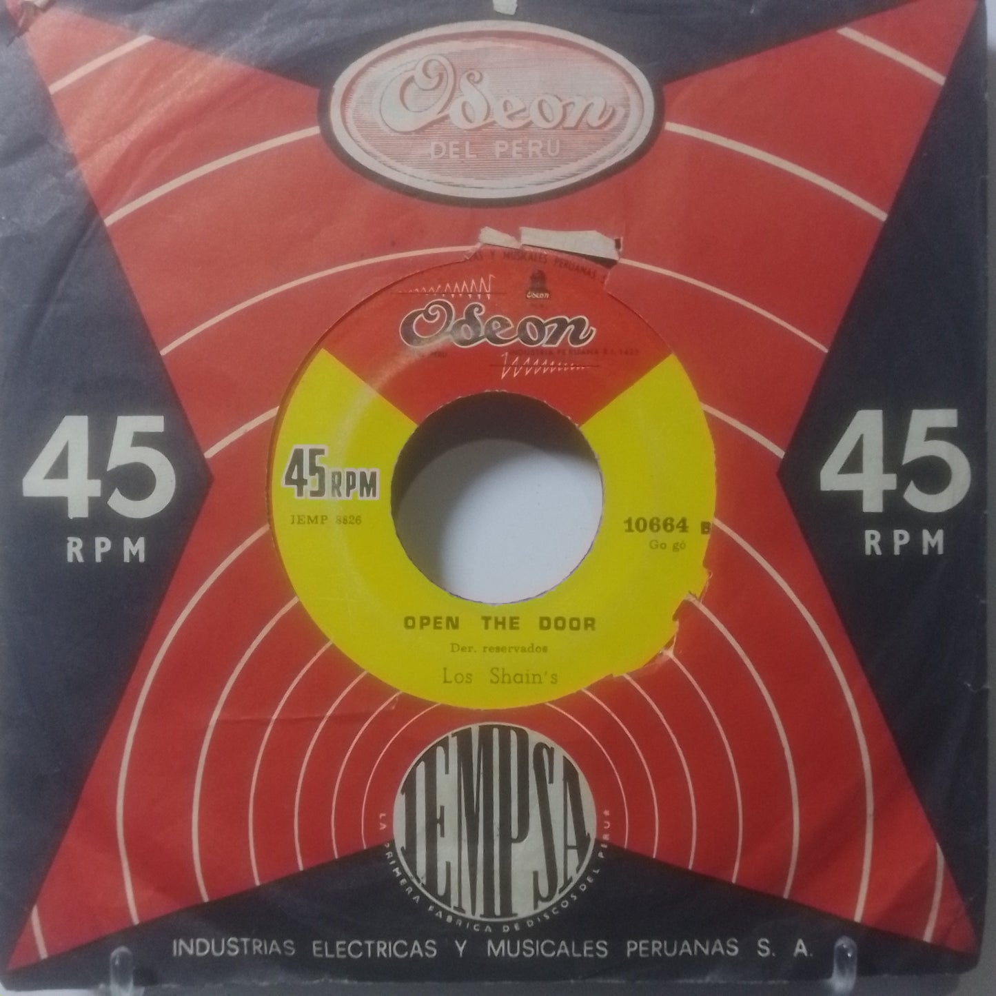 single 7" Los Shain's Vino Dulce / Open The Door made Peru 1969 con funda original latin rock