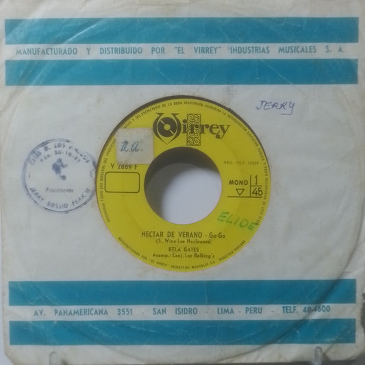 single 7" Kela Gates Los Belking's Nectar De Verano / Te Alcanzare made Peru 1968 con funda original latin rock