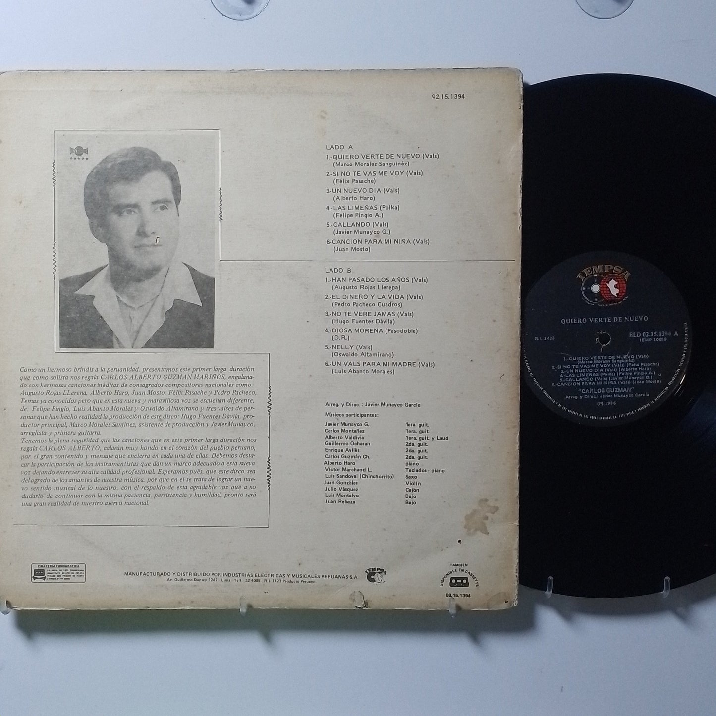 lp carlos guzman quiero verte de nuevo made peru 1986 latin balada