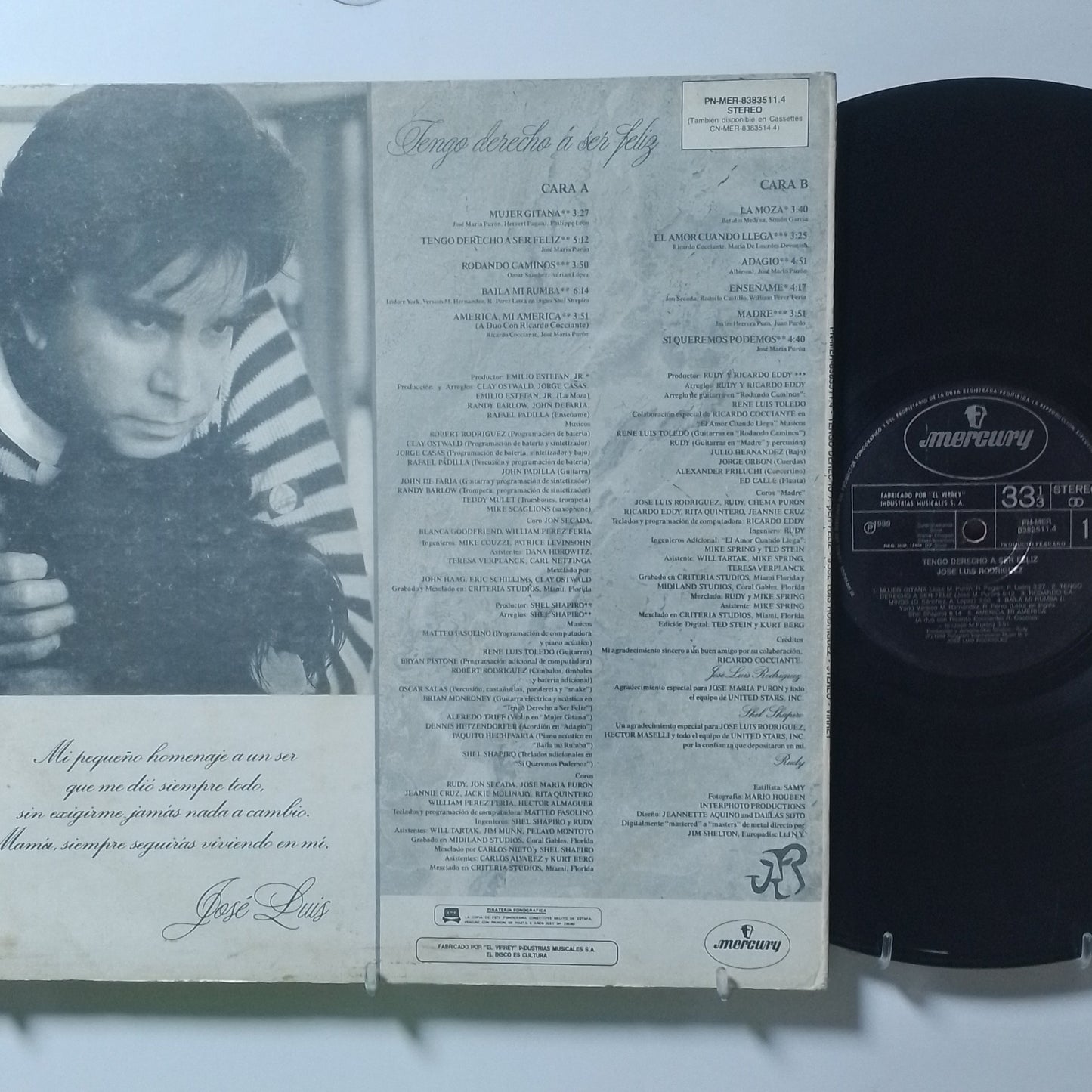 lp Jose Luis rodriguez Tengo Derecho A Ser Feliz made peru 1989 latin pop