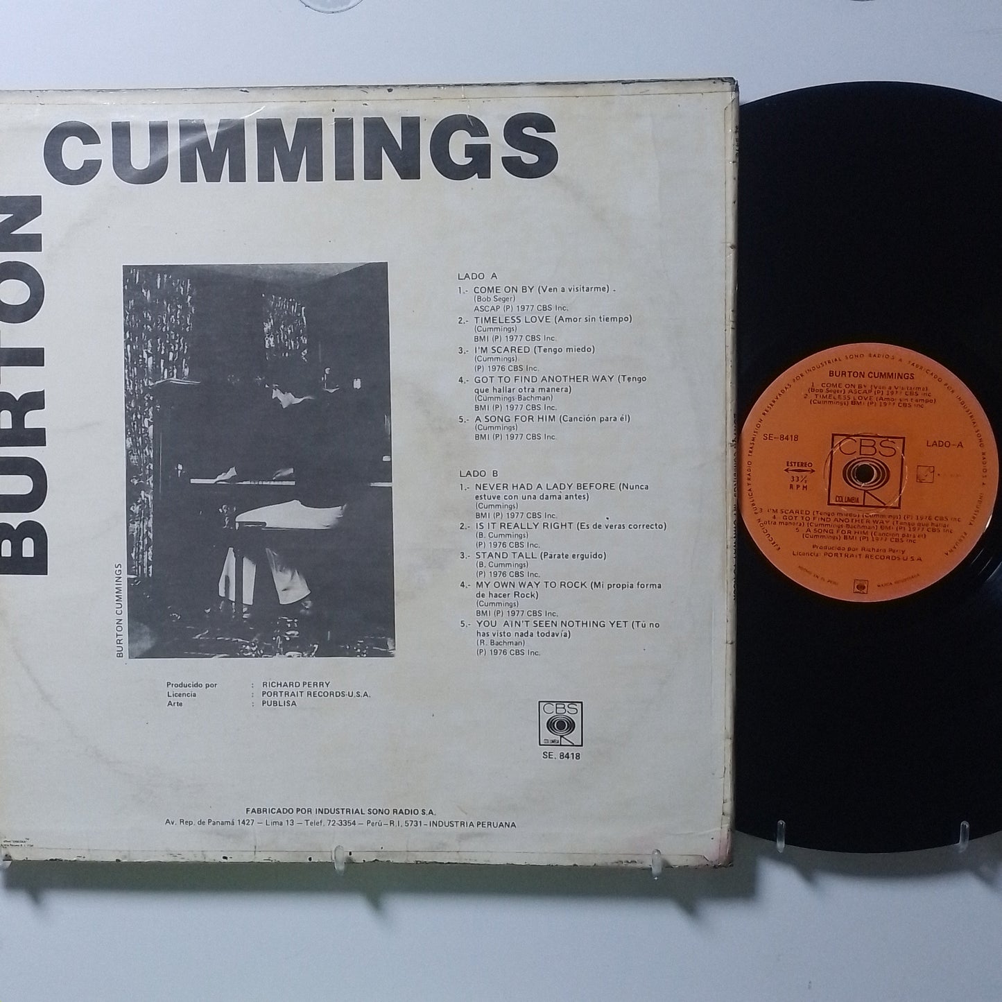 lp Burton Cummings My Own Way To Rock made peru 1977 rock