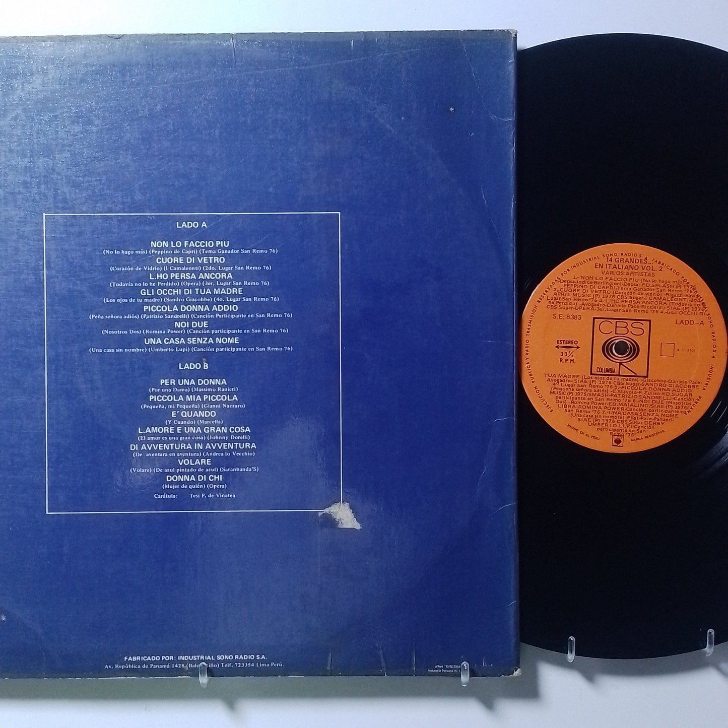 lp 14 grandes en italiano vol 2 peppino de capri massimo ranieri varios made peru 1976 balada