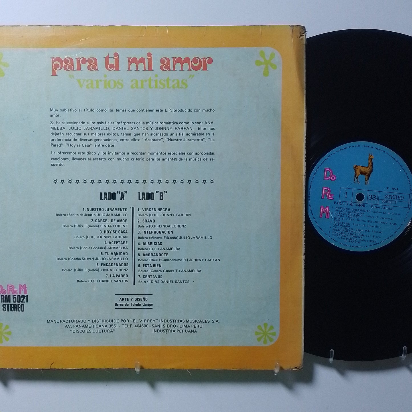 lp para ti mi amor julio jaramillo johnny farfan linda lorenz varios made peru 1974 bolero latin