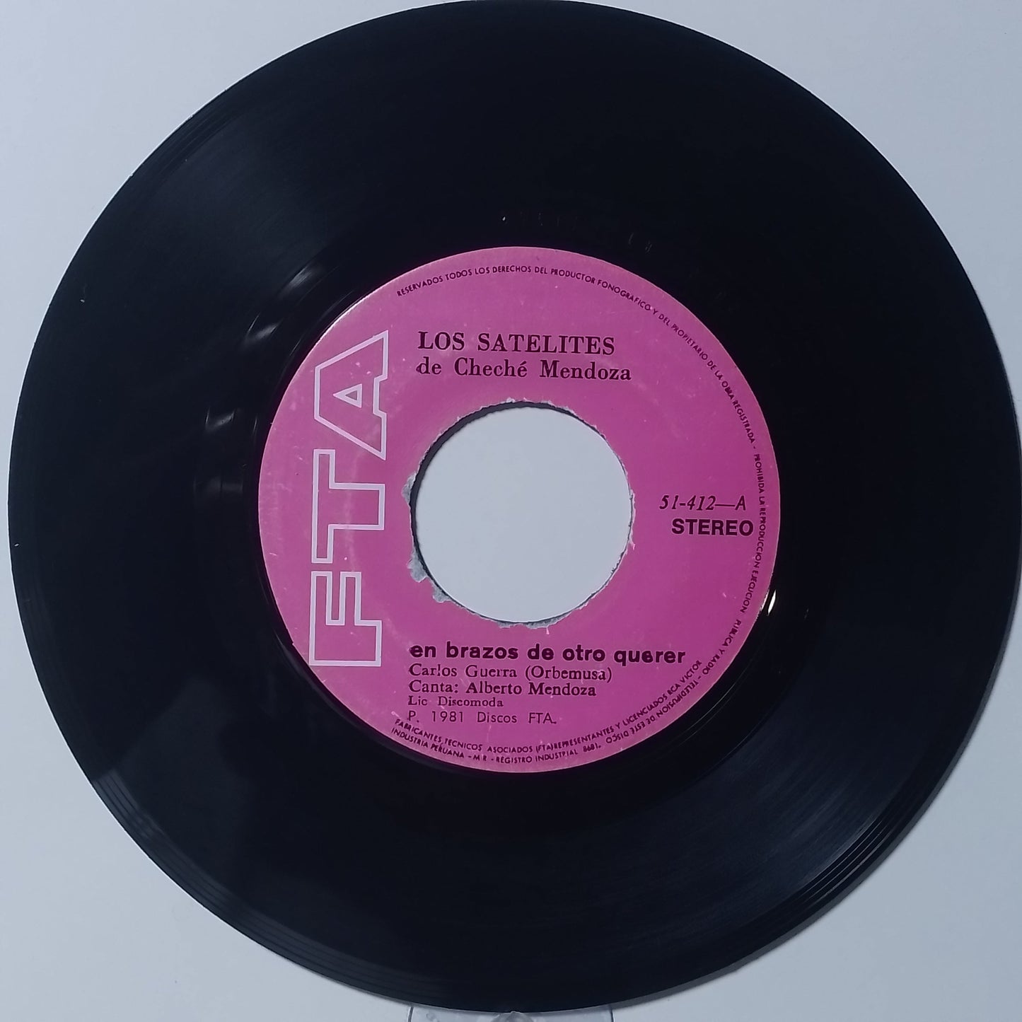 single 7" Los Satelites En Brazos de Otro Querer / Inconsolable made Peru 1981 salsa