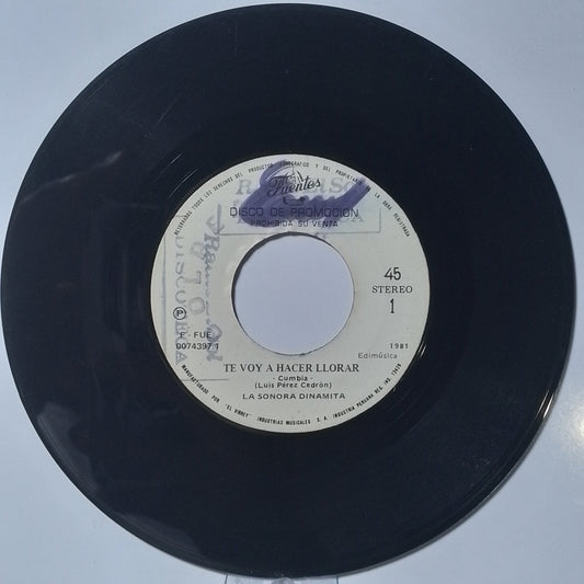 single 7" La Sonora Dinamita Te Voy a Hacer Llorar / Ramona made peru 1981 cumbia