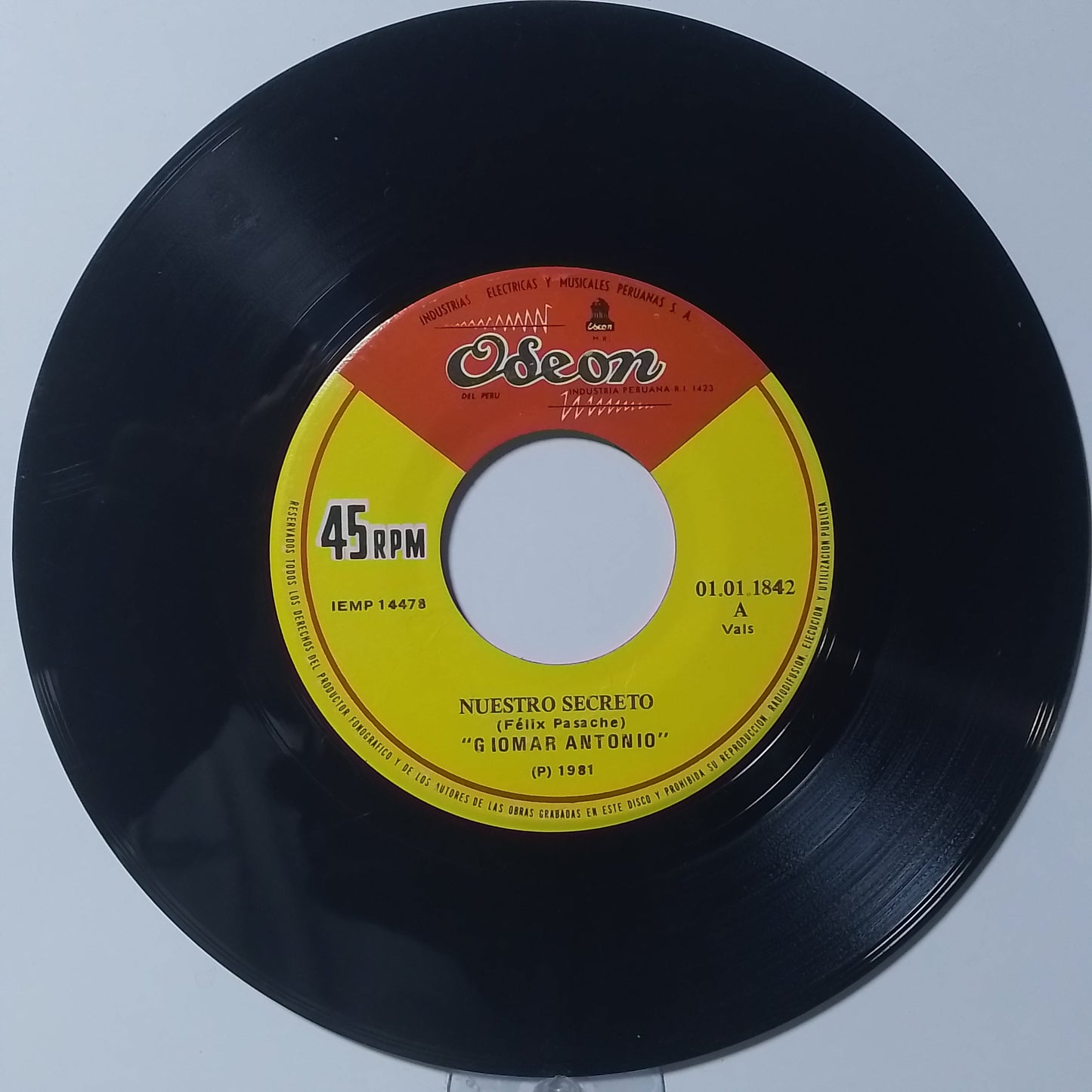 single 7" Giomar Antonio Nuestro Secreto / Cañaveral made Peru 1981 criollo folk