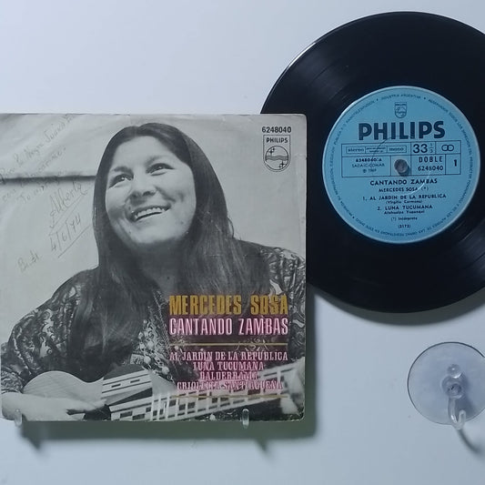 single 7" Mercedes Sosa Cantando Zambas made argentina 1969 con sobre original latin folk