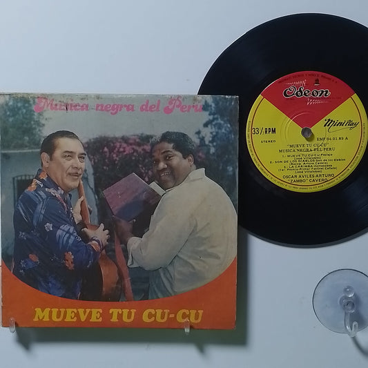 ep 7" Oscar Aviles Arturo Zambo Cavero Mueve Tu Cu Cu el alcatraz varios made peru 1975 con sobre original criollo folk