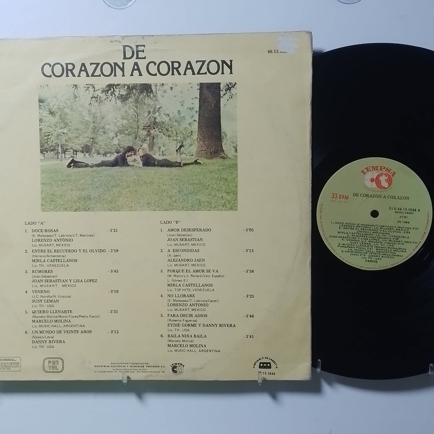 lp de corazon a corazon lorenzo antonio joan sebastian marcelo molina made peru 1988 baladas latin
