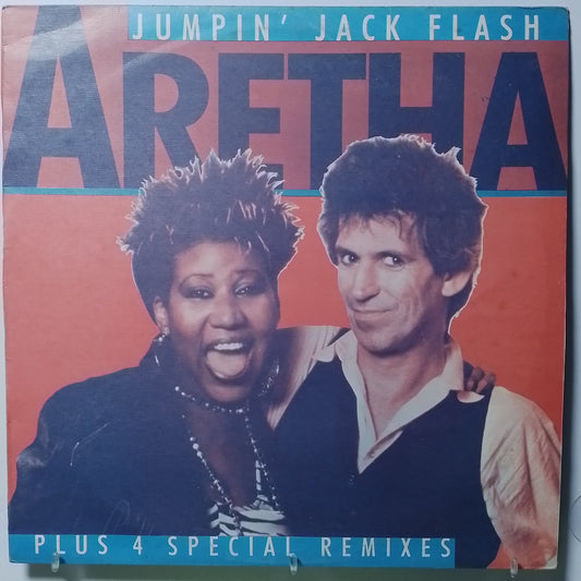 maxi single 12" Aretha Jumpin Jack Flash plus 4 special remixes made peru 1986 Electronic Funk Soul